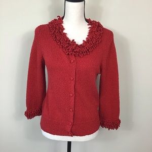 ♥️Coldwater Creek cardigan fringed collar cuffs Sm